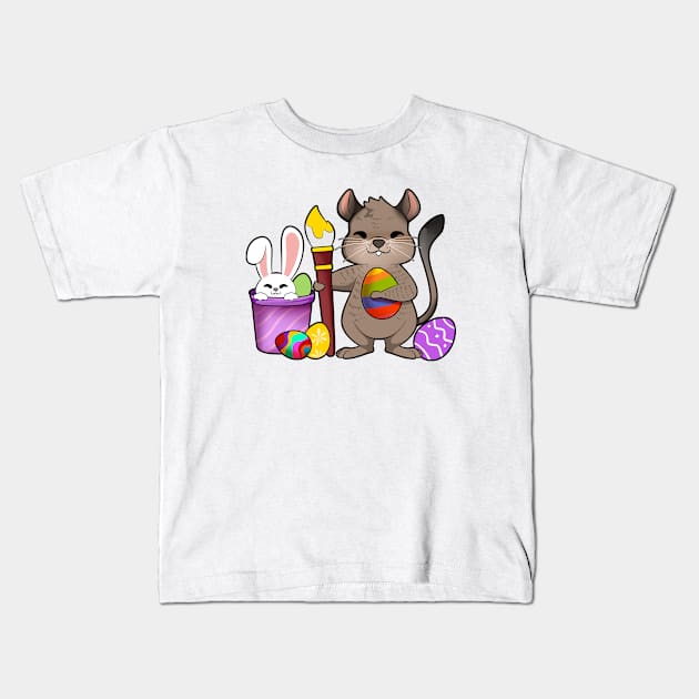 Cute degu painting Easter eggs Kids T-Shirt by Modern Medieval Design